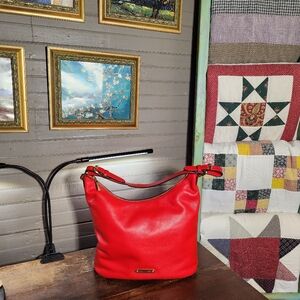Michael Kors Red Leather Hobo Bag